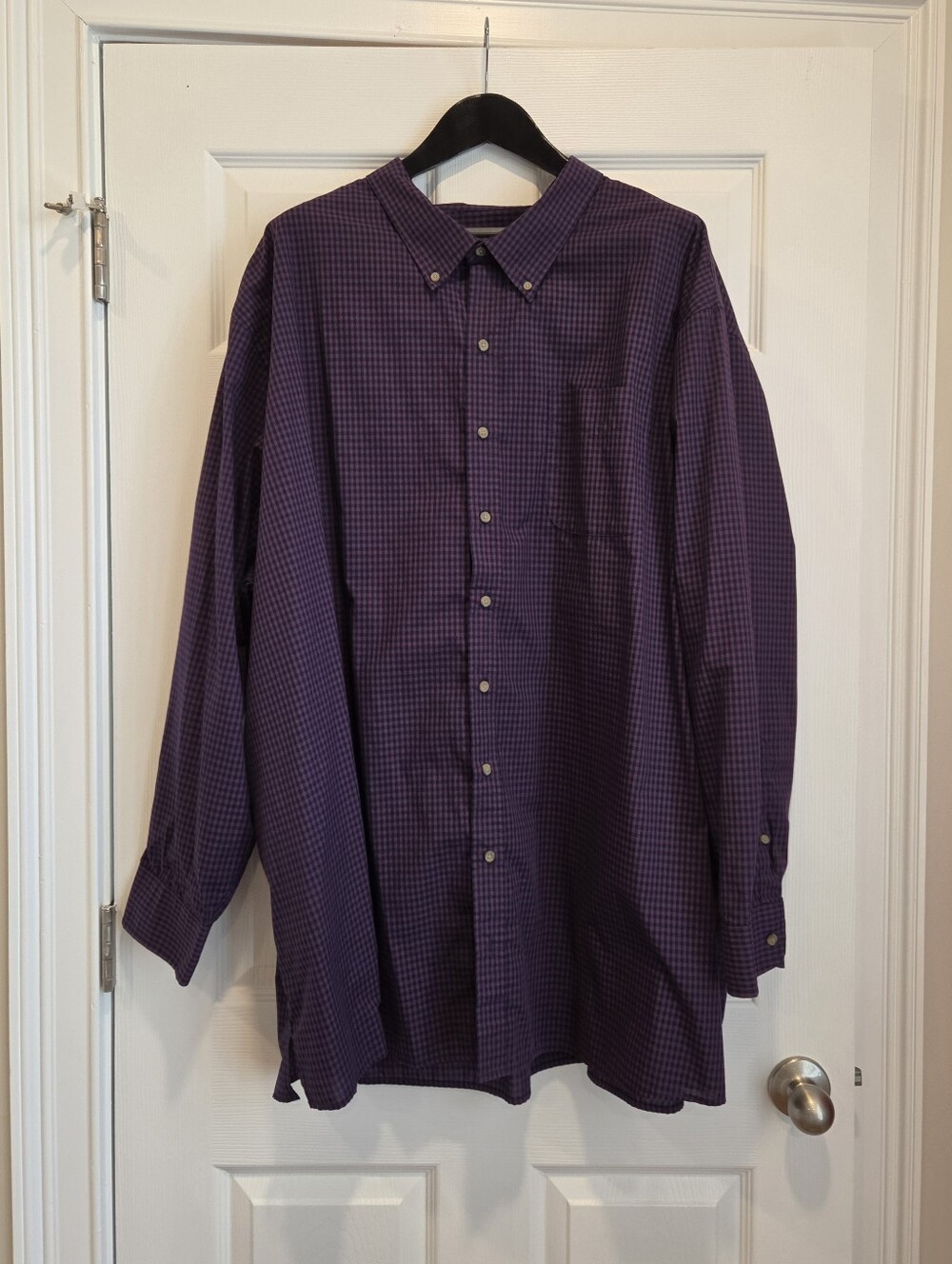 Harbor Bay Men’s Purple Plaid Button-Down Shirt - Picture 8 of 9